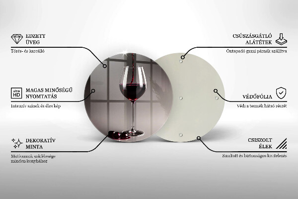 Üveg vágódeszka Üveg és szőlő