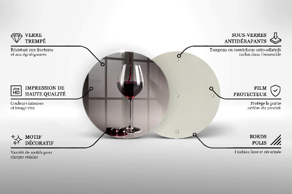 Üveg vágódeszka Üveg és szőlő