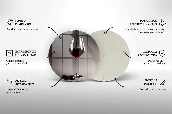 Üveg vágódeszka Üveg és szőlő