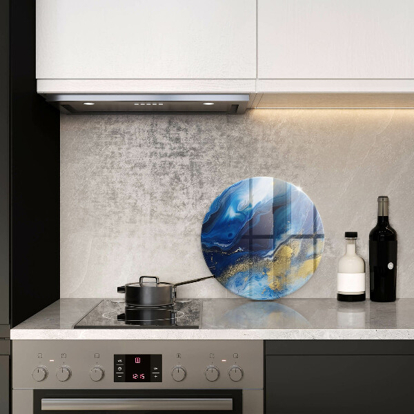 Üveg vágódeszka Kék márvány és arany