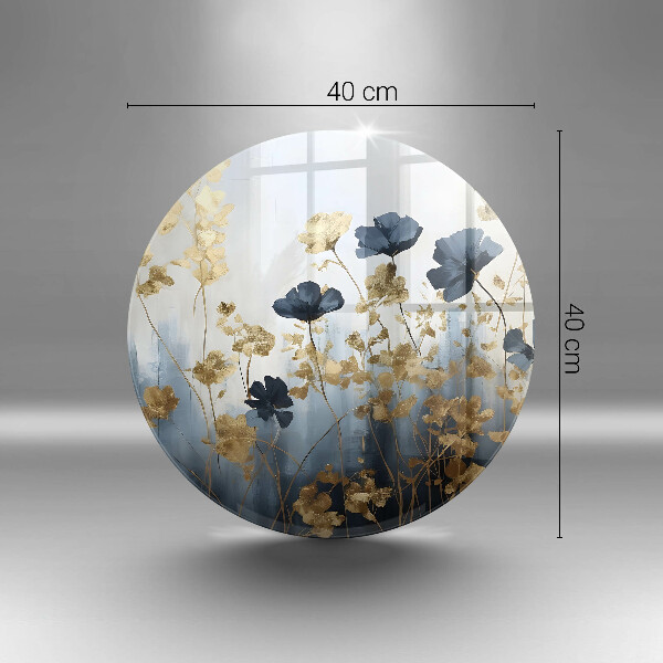 Üveg vágódeszka Kék és arany virágok