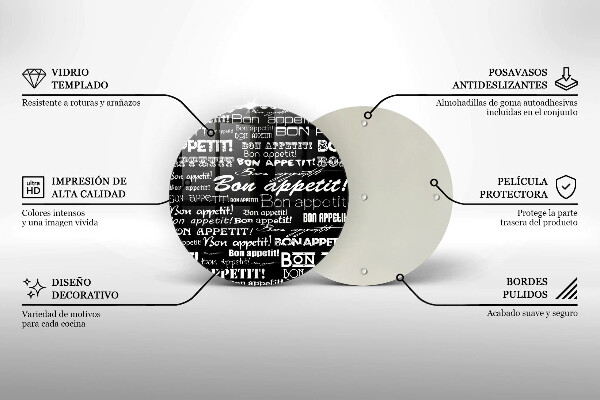 Üveg vágódeszka Konyhai feliratok Bon appetit