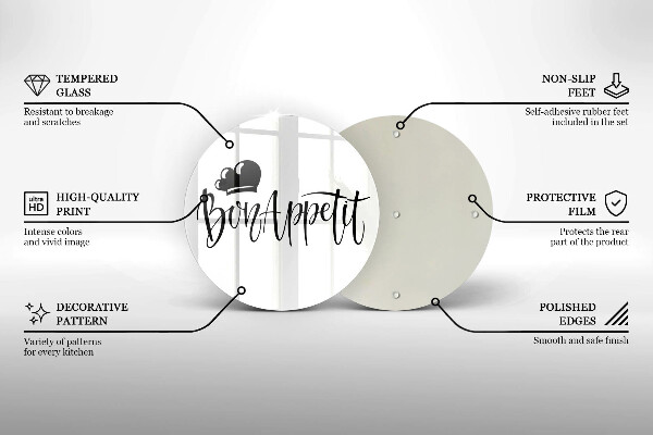 Üveg vágódeszka Bon Appetit felirat