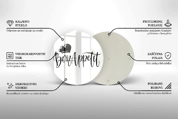 Üveg vágódeszka Bon Appetit felirat