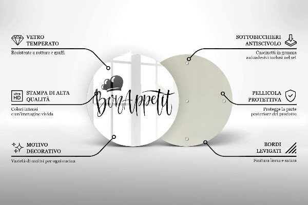 Üveg vágódeszka Bon Appetit felirat