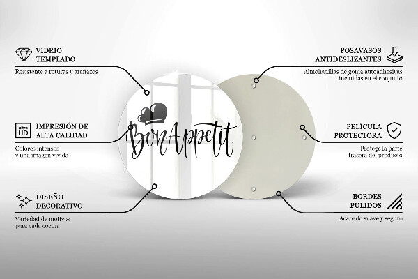 Üveg vágódeszka Bon Appetit felirat