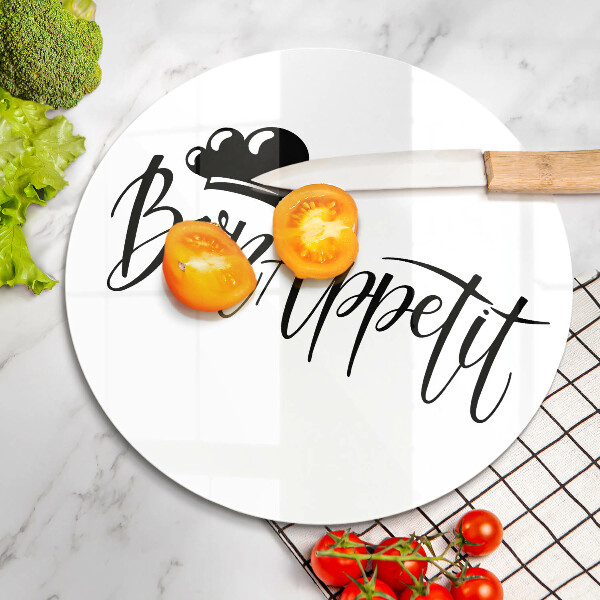 Üveg vágódeszka Bon Appetit felirat