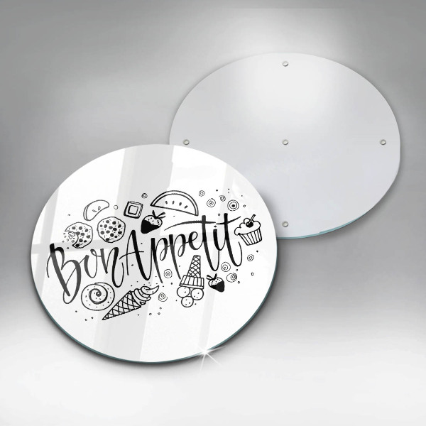 Üveg vágódeszka Bon Appetit felirat