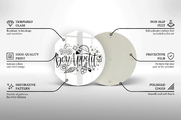 Üveg vágódeszka Bon Appetit felirat