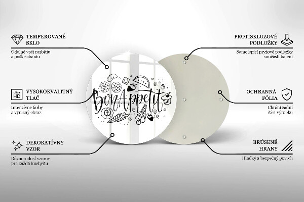 Üveg vágódeszka Bon Appetit felirat