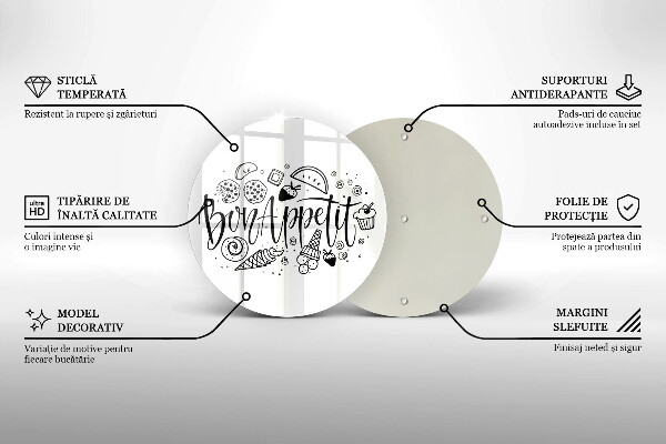 Üveg vágódeszka Bon Appetit felirat