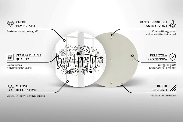 Üveg vágódeszka Bon Appetit felirat