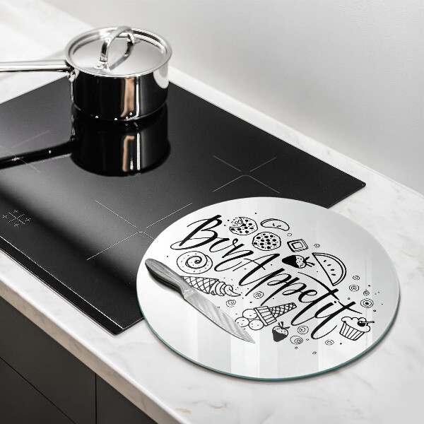 Üveg vágódeszka Bon Appetit felirat