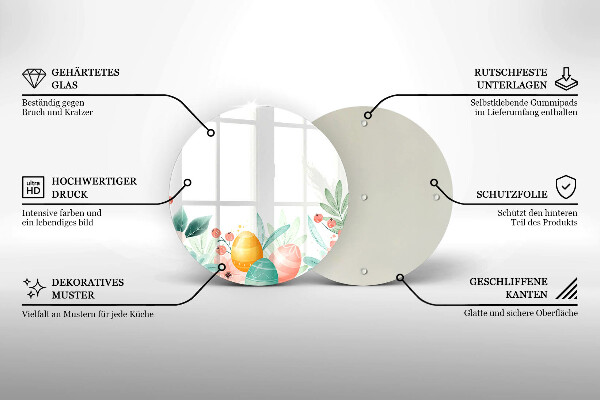 Üveg vágódeszka húsvéti tojás