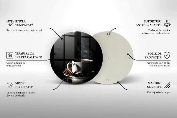 Üveg vágódeszka Egy csésze forró kávé