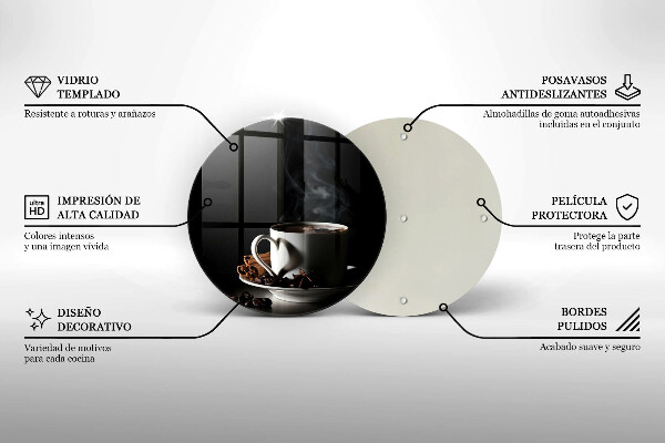 Üveg vágódeszka Egy csésze forró kávé