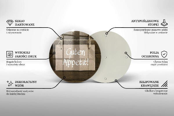 Üveg vágódeszka Guten Apetit felirat a táblákon