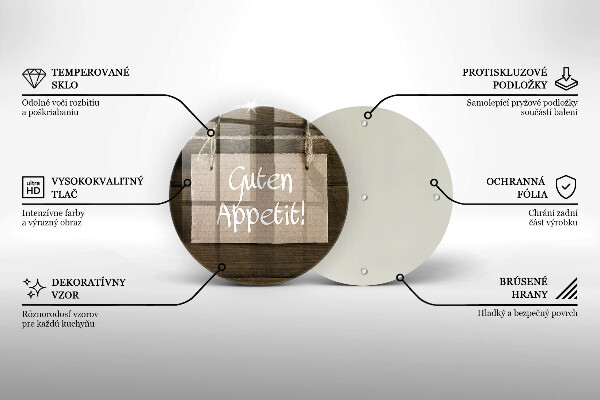 Üveg vágódeszka Guten Apetit felirat a táblákon