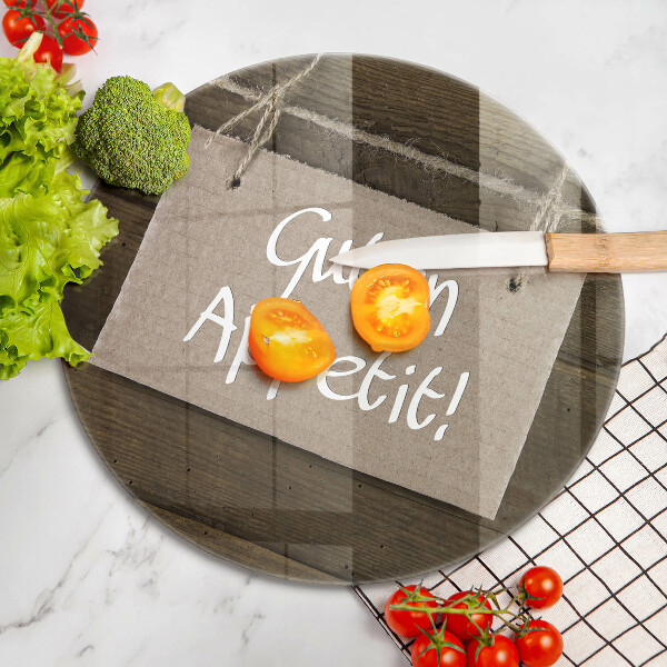Üveg vágódeszka Guten Apetit felirat a táblákon