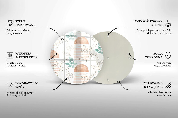 Üveg vágódeszka Boho levelek minta