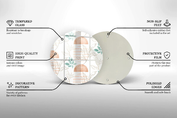 Üveg vágódeszka Boho levelek minta