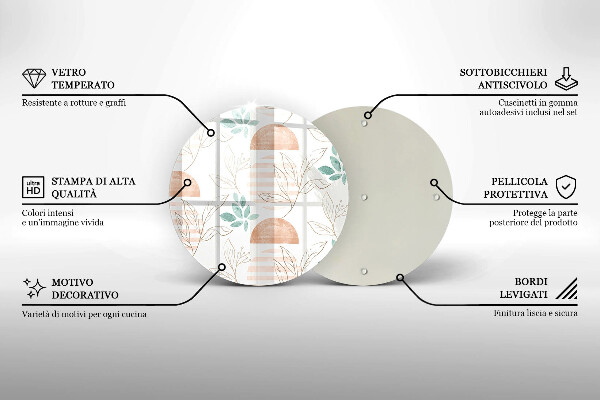 Üveg vágódeszka Boho levelek minta