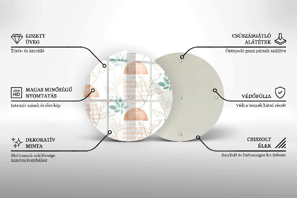 Üveg vágódeszka Boho levelek minta