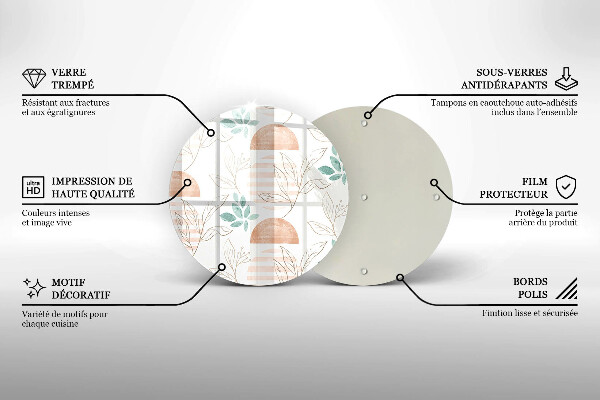 Üveg vágódeszka Boho levelek minta
