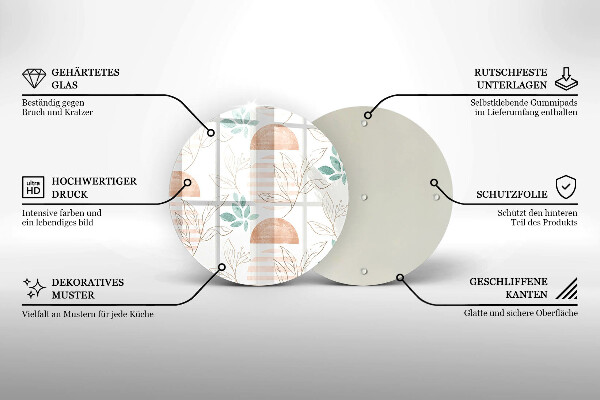 Üveg vágódeszka Boho levelek minta