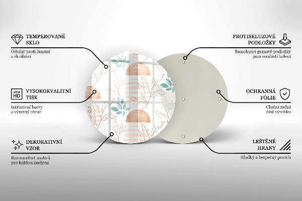 Üveg vágódeszka Boho levelek minta