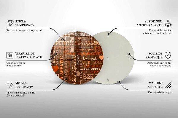 Üveg vágódeszka Bon appetit feliratok