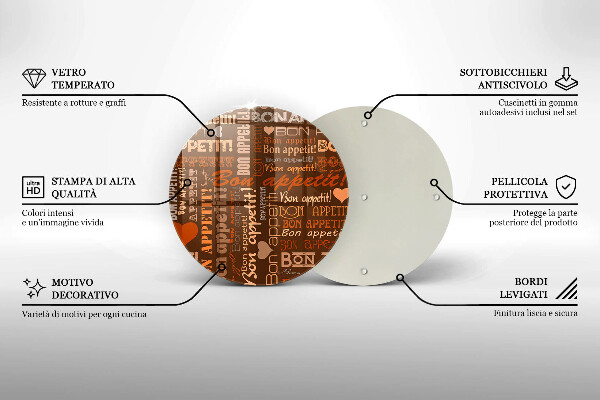 Üveg vágódeszka Bon appetit feliratok