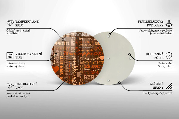 Üveg vágódeszka Bon appetit feliratok