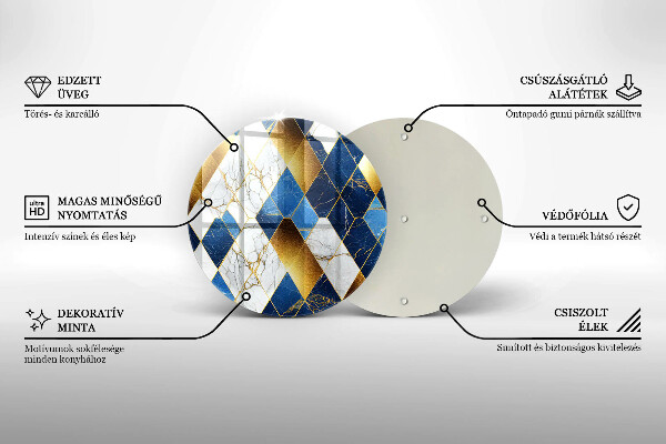 Üveg vágódeszka Arany márványrombuszok