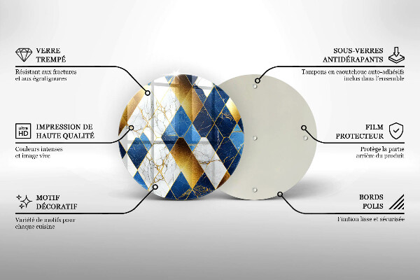 Üveg vágódeszka Arany márványrombuszok