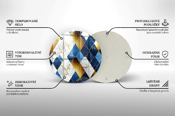 Üveg vágódeszka Arany márványrombuszok