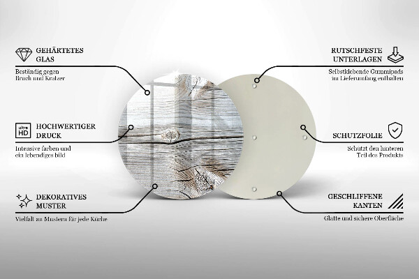 Üveg vágódeszka Világos fa szerkezet