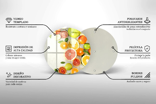 Üveg vágódeszka Citrusfélék