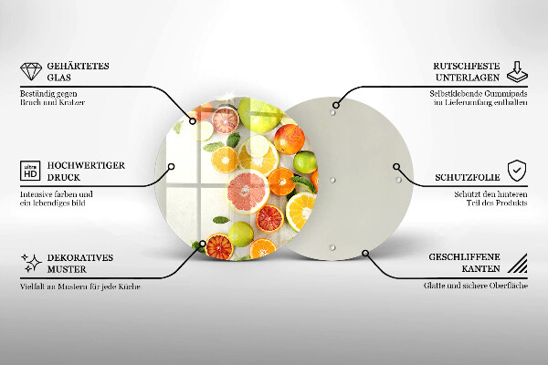 Üveg vágódeszka Citrusfélék