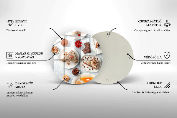 Üveg vágódeszka A torta édessége