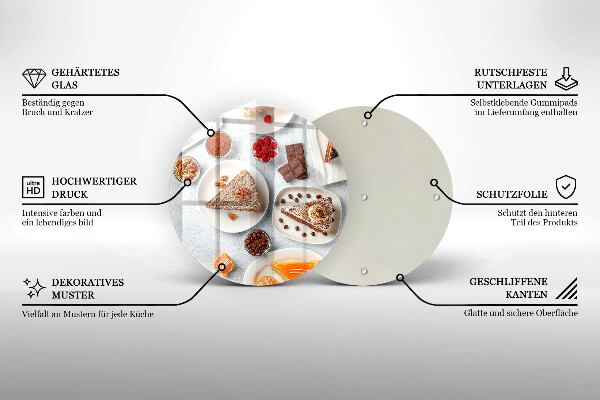 Üveg vágódeszka A torta édessége