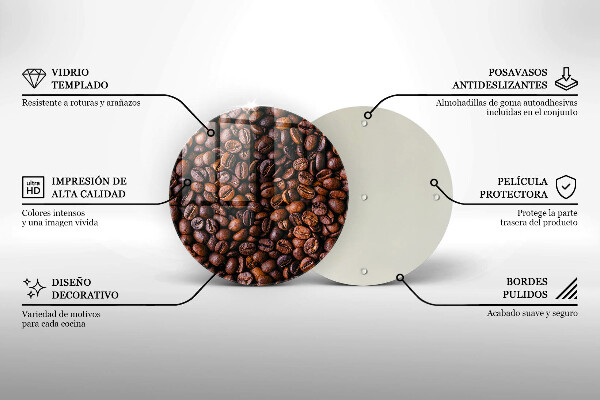 Üveg vágódeszka Kávébab