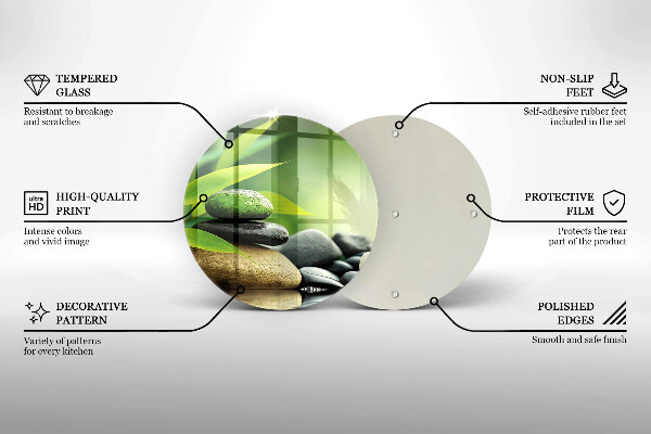 Üveg vágódeszka Zen bambusz kövek