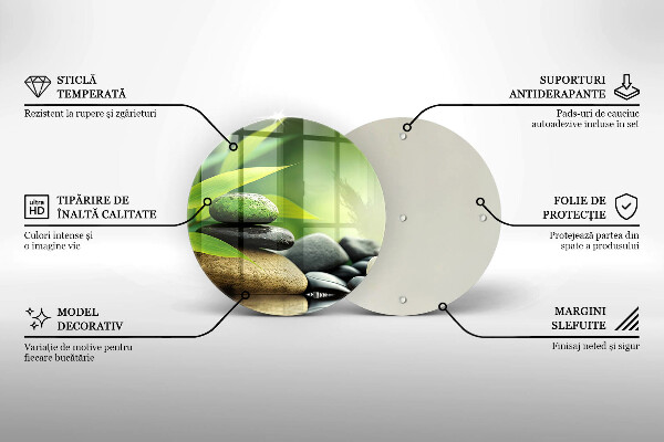 Üveg vágódeszka Zen bambusz kövek