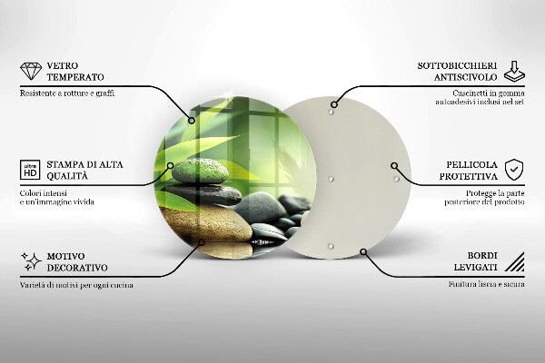 Üveg vágódeszka Zen bambusz kövek