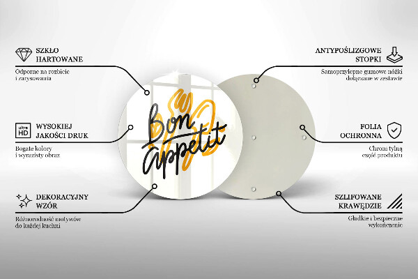 Üveg vágódeszka Bon Appetit felirat