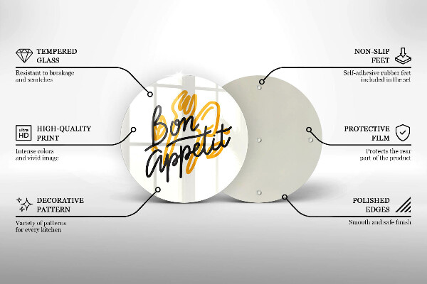 Üveg vágódeszka Bon Appetit felirat