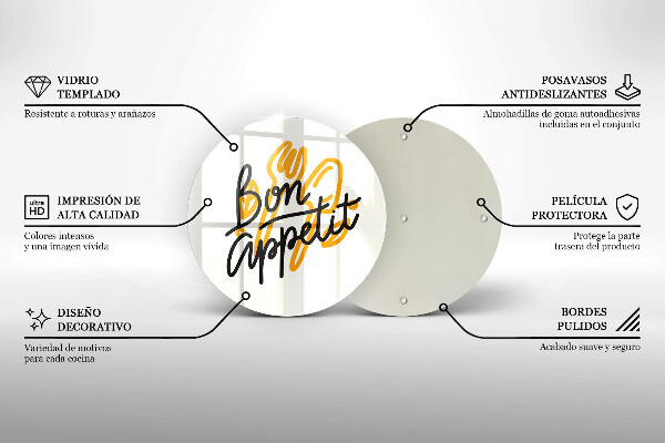 Üveg vágódeszka Bon Appetit felirat