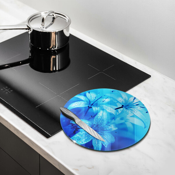 Üveg vágódeszka Kék virágok