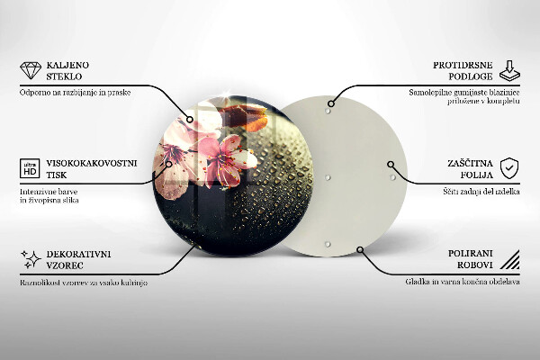 Üveg vágódeszka Virágok zen kövek